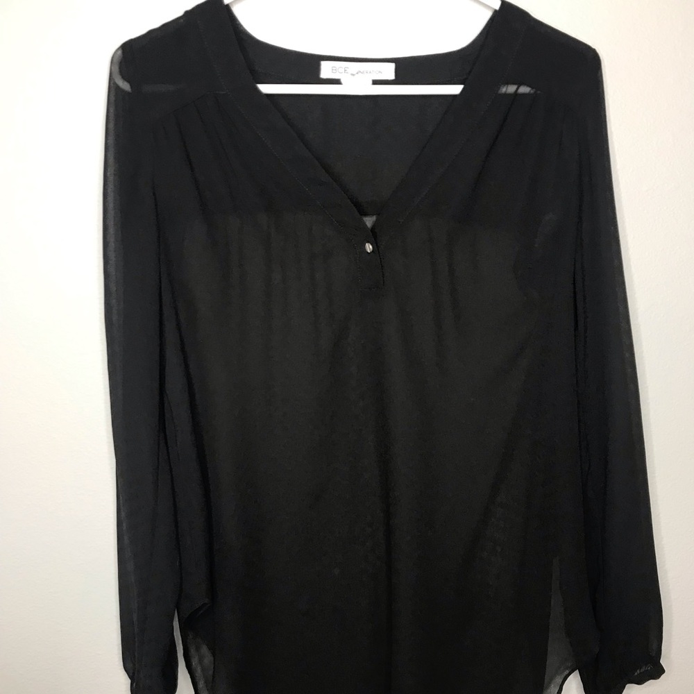 Bcbg generation black sheer blouse